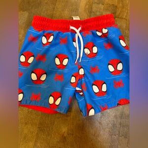 Marvel Spider-Man Blue & Red Swim Shorts Toddler Sz 5T Swimming Suit
